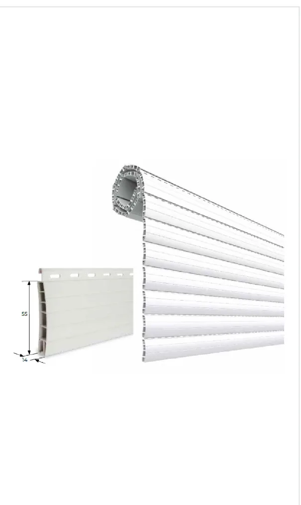 Stecca in PVC da 14x55 mm per avvolgibile con fermo laterale di serie